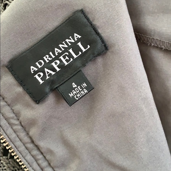 Adriana Papell || Grey Crochet Shift Dress - Picture 4 of 5